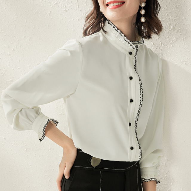 Autumn new chiffon shirt female long-sleeved shirt shirt tide