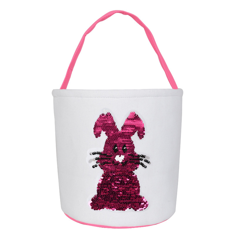 2020 New Sequin Plush Easter Bunny Bag Cotton Easter Gift Bag Cylinder Egg Basket