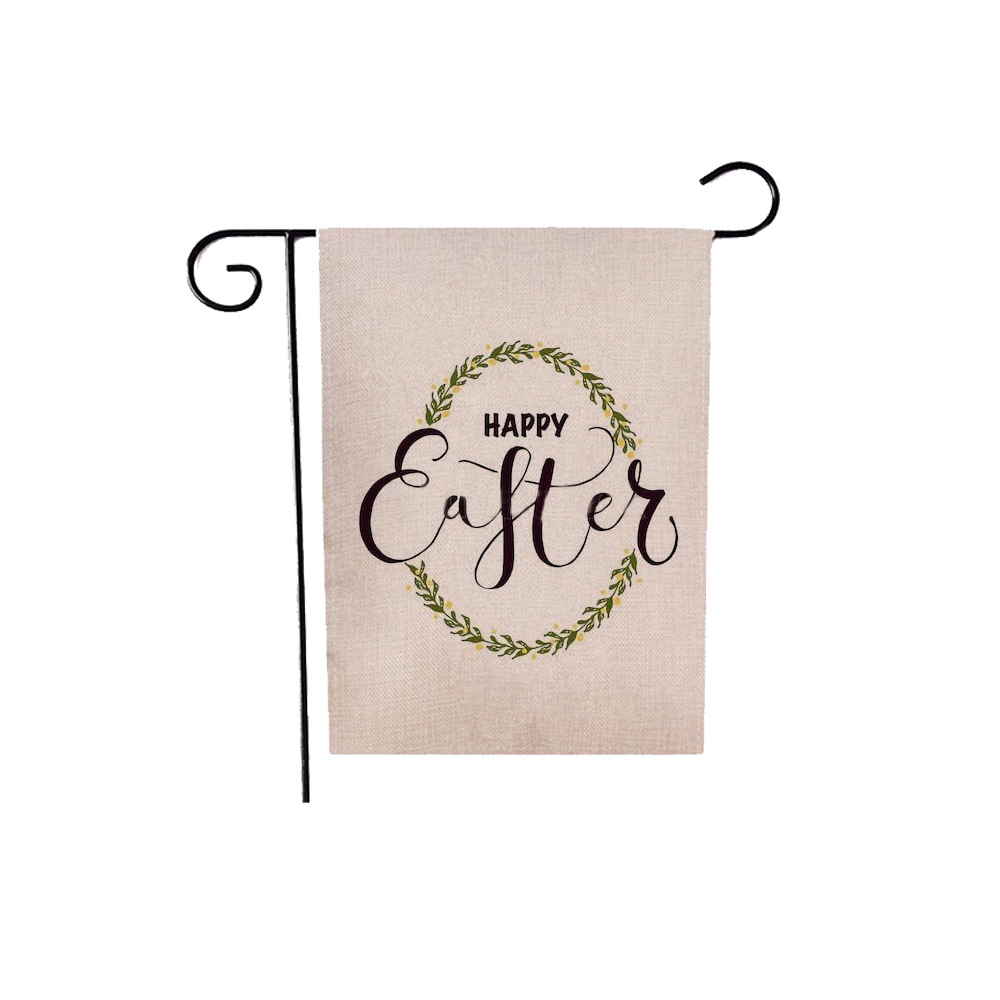 75g Weight Flag Event & Party Supplies 1 Piece, 47*32cm Quantity Linen Material Easter Festival Rabbit, Letter Pattern Cute Style Easter Cute Rabbit Letter Linen Flag Party Supplies Decorations 1 Piece 47*32cm 26