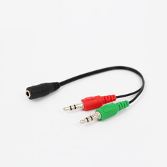 3.5mm split audio cable 3.5mm female to dual 3.5mm male Y-splitter one port two male audio and microphone cables
