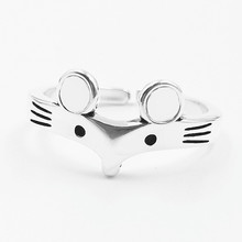 S925银时尚个性小老鼠戒指女 韩版气质可爱本命鼠年泰银指环批发
