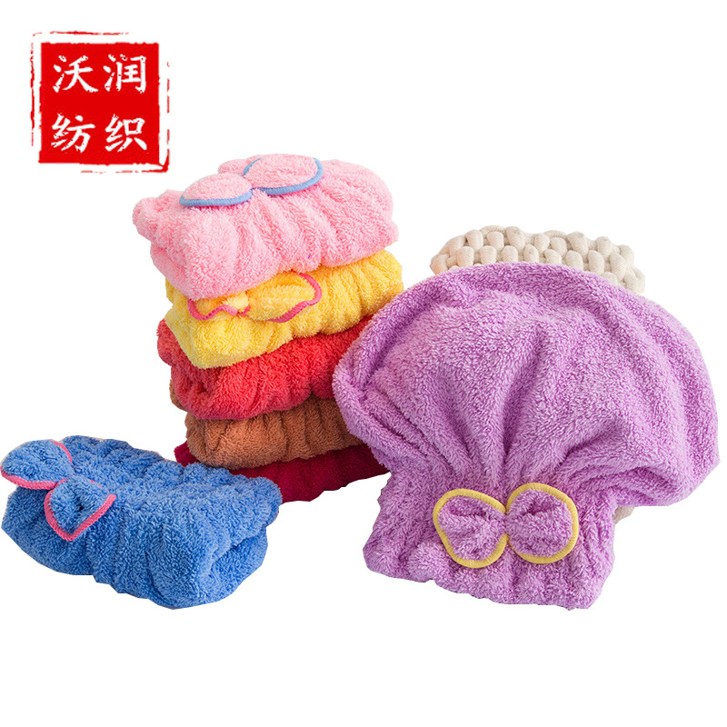the republic of korea Coral Dry hair cap enlarge thickening bow Two-sided Coral Princess Hat water uptake Shower cap