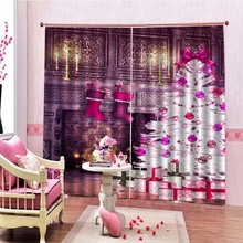 圣诞麋鹿雪中的圣诞树 遮光窗帘卧室客厅拼接印花加工定做跨境