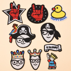 Cute cartoon head embroidery patch clothing decoration computer embroidery badge patch badge modern style fabric patch