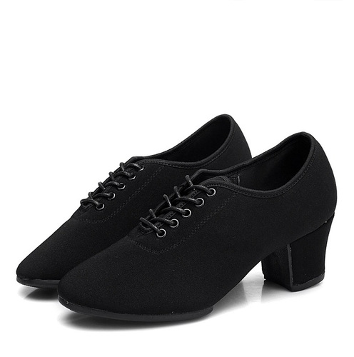 Oxford Professional Latin Dance Shoes for Women, Soft Sole Social Dance Shoes, Figure Shoes, Outdoor Plaza Dancing Shoes, Black