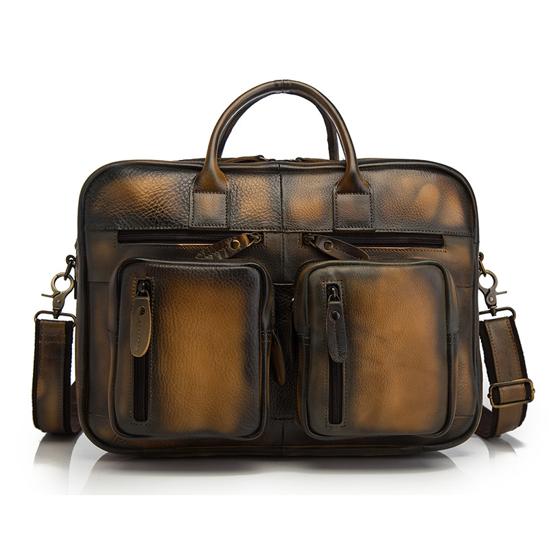 10396905464 2068518898 Men Oil Waxy Leather Antique Design Business Travel Briefcase Laptop Bag Fashion Attache Messenger Bag Tote Portfolio Male k1013