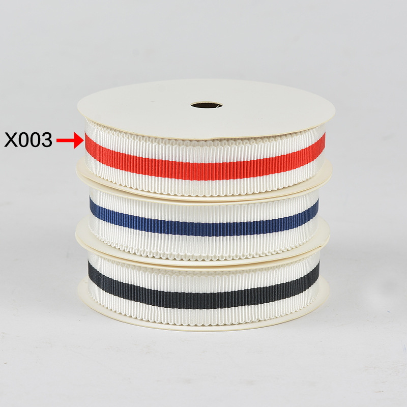 Tres colores a rayas poliéster sombrero cinturón ropa bolsa accesorios envoltura cinturón caja de regalo embalaje dentado cinta hilado teñido sombrero cinturón