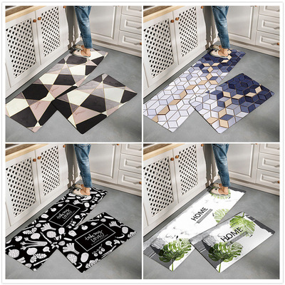 北欧厨房地垫免清洗PVC皮革长地毯防水脚垫家用防滑防油耐脏门垫