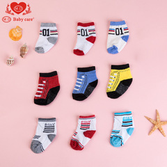 四季保暖透氣襪子 初生嬰兒襪子 0-12月童襪 彩色印花寶寶平口襪