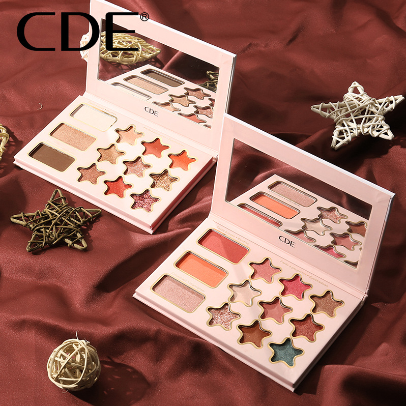 网红直播CDE美妙夜空星星眼影盘哑光闪粉12色星空眼影少女系2色41|ms