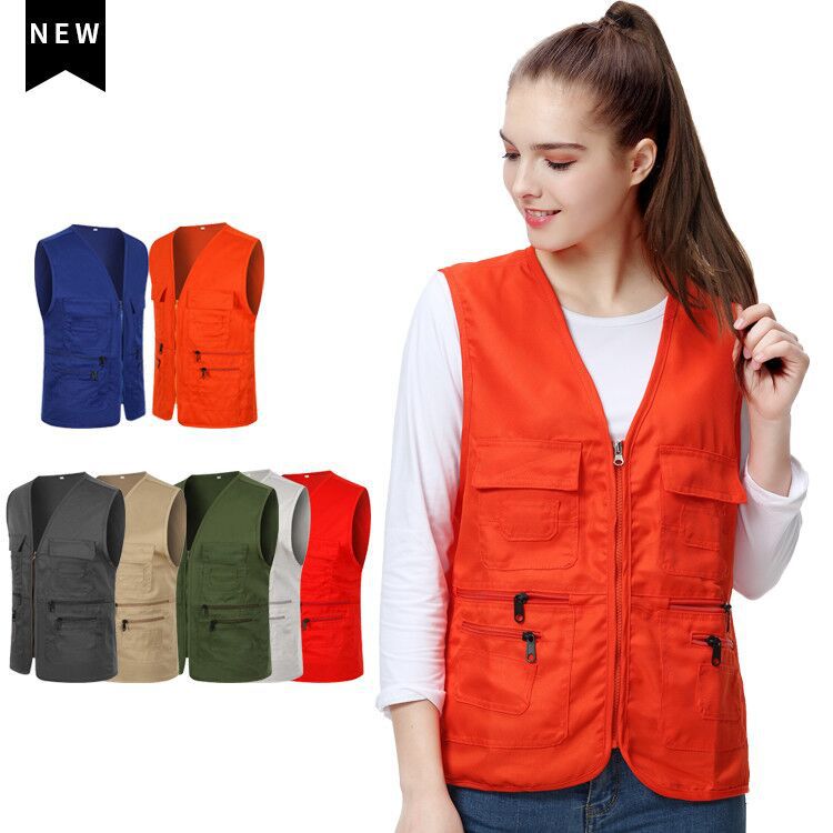 多口袋志愿者马甲定制摄影超市工作服定做广告衫工衣印字刺绣LOGO|ru