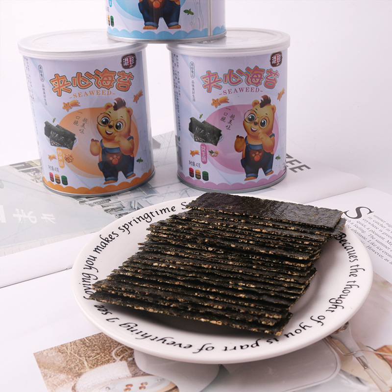 芝麻夹心海苔罐装42g海苔脆片香脆 即食小吃休闲零食批发