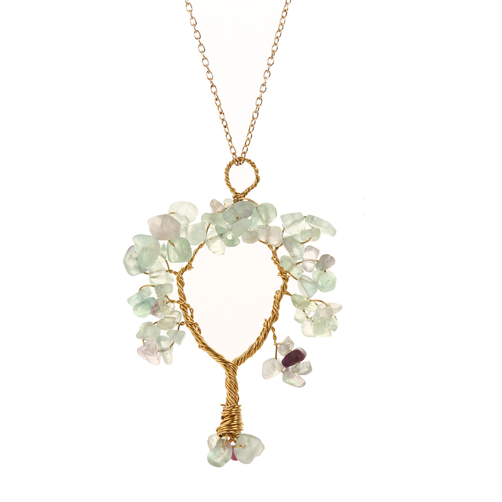 Fashion Tree Alloy Plating Natural Stone Pendant Necklace 1 Piece