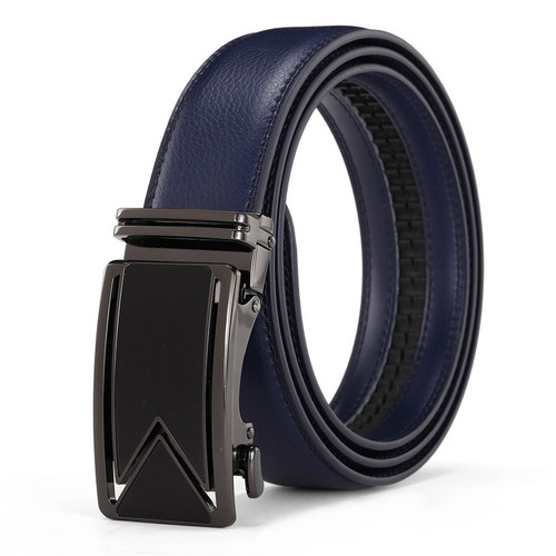 New Men's Automatic Belt Genuine Leather Belt Buckle Business Youth Manufacturer Wholesale Amazon Cross-Border Shipping