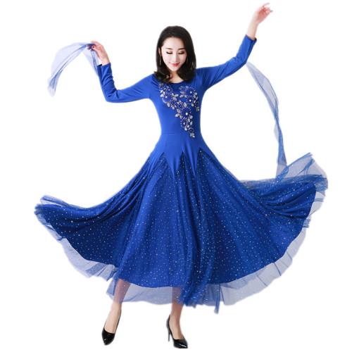 Modern performance clothing companionship Women Girls Ballroom Dancing Dresses Tango Foxtrot Smooth Rhythm dance long Dance Skirts