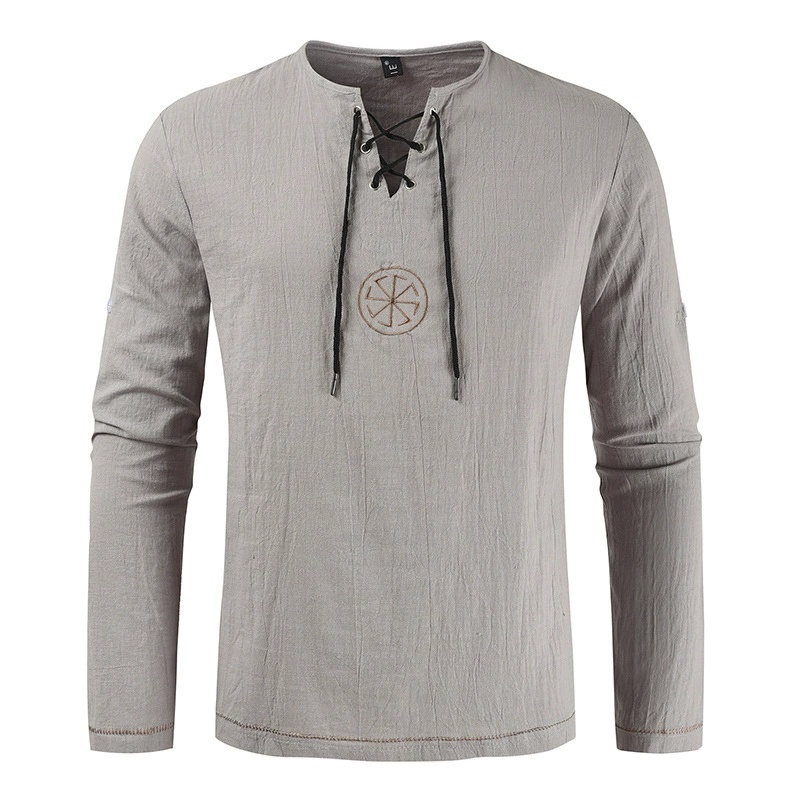 Мужская рубашка с длинным рукавом, вышитая свободная блуза, slim fit, размеры S–4XL, цветная