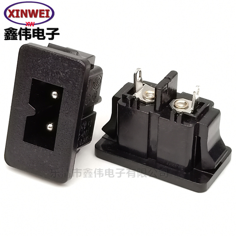 直销ac027D字型插座空芯针二脚电源插座交流插座 D字型卡式母座