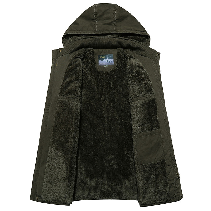 Abrigo de algodón acolchado transfronterizo de longitud media para hombres con forro polar engrosado abrigo de algodón acolchado para hombres collar de pie chaqueta acolchada de algodón para hombres de longitud media 812