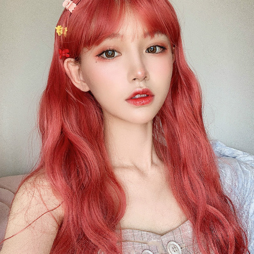 Wig female long curly hair big wave fluffy natural internet celebrity long hair orange wool curly temperament face-shaping full headgear
