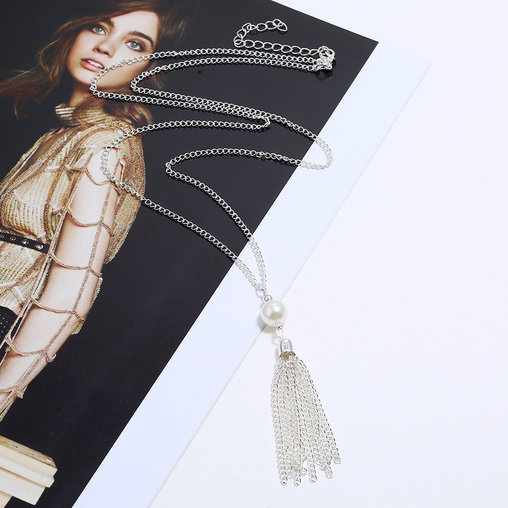 fashion metal geometric Y-shaped pendant long necklace