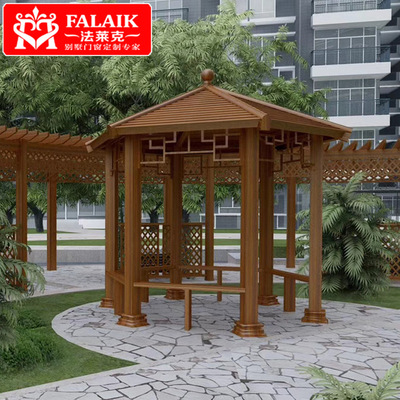 法莱克 门窗厂家定制仿木纹 断桥铝合金葡萄架花架爬藤架六角凉亭|ru