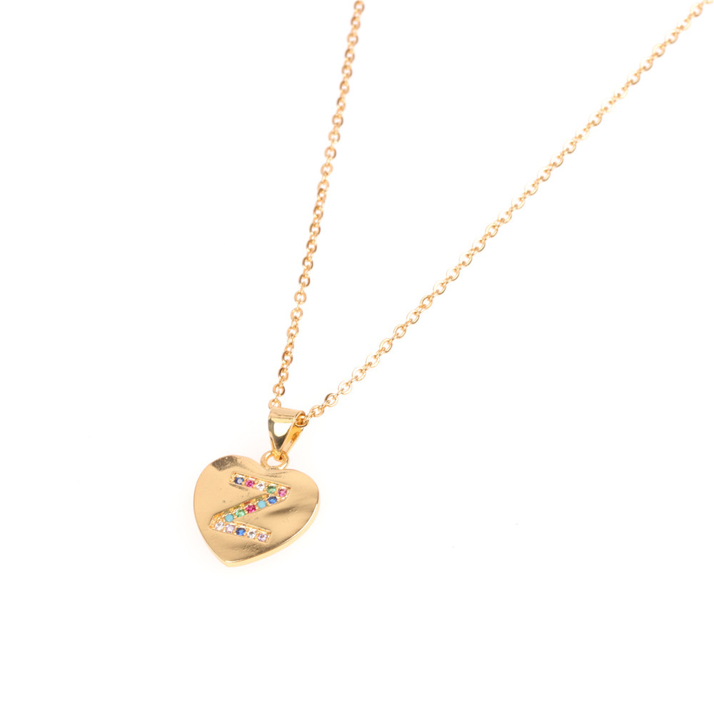 Croix-frontière Nouvelle Arrivée Accessoires Coloré Micro Strass Coeur D'amour Collier Anglais Lettre Pendentif Marée Clavicule Chaîne En Gros display picture 17