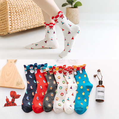 Autumn and winter New products Luo mouth three-dimensional Socks Cartoon Christmas stockings penguin Socks cotton material personality In cylinder Socks