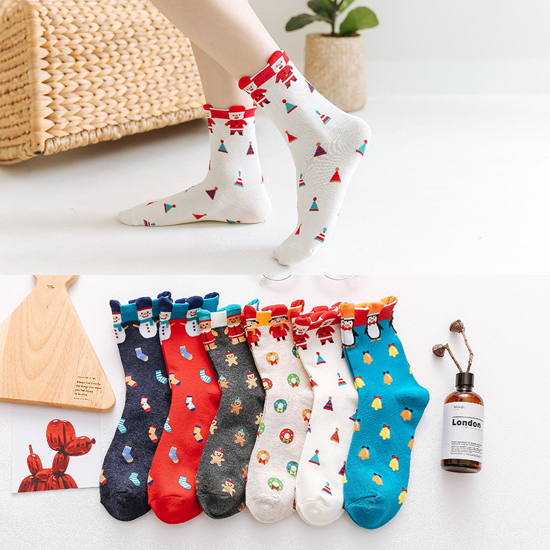 Autumn and winter New products Luo mouth three-dimensional Socks Cartoon Christmas stockings penguin Socks cotton material personality In cylinder Socks