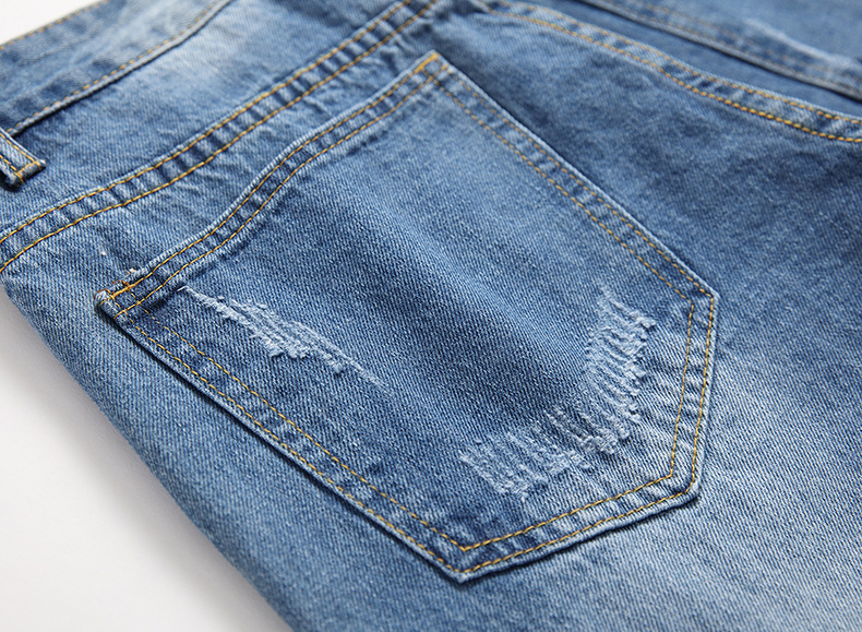 Men's new distressed jeans, fashionable and casual straight leg jeans_voghion.com