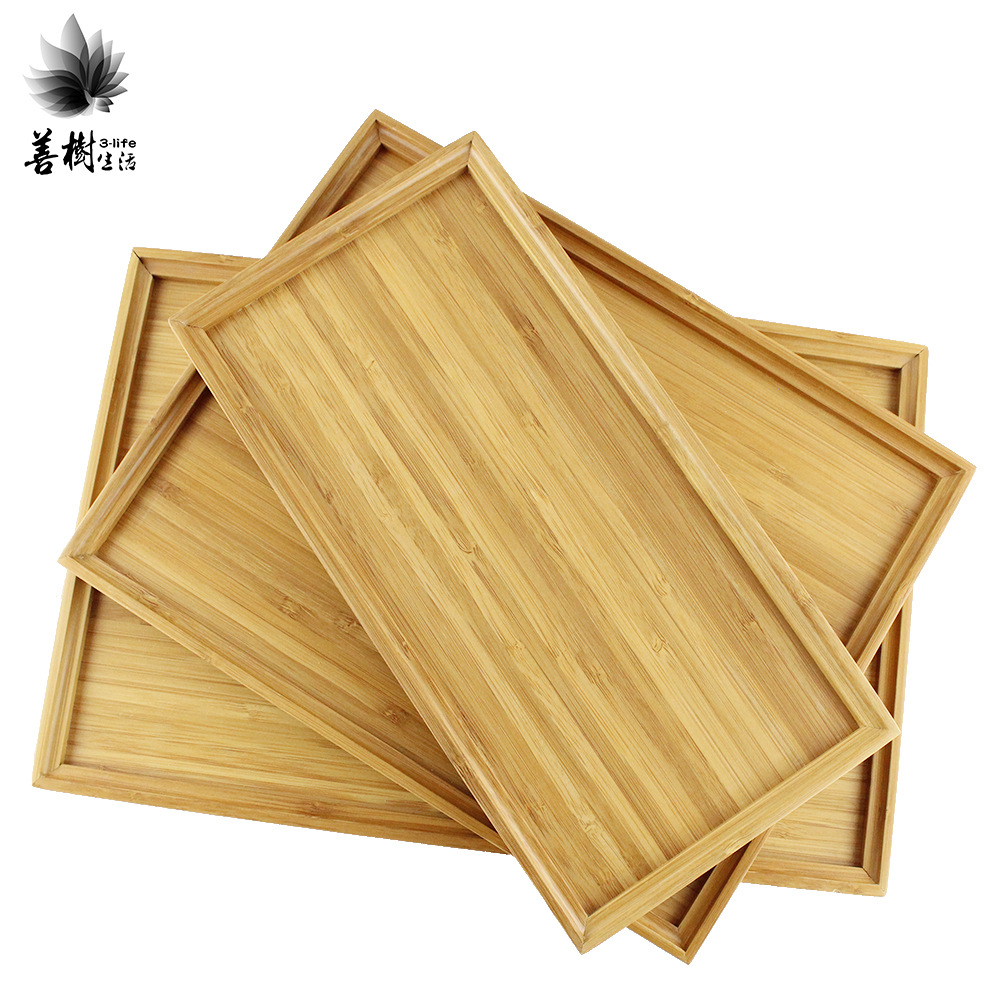 现货带logo招代理 竹制出口品质长方形水果矮盘 面包房家用小托盘