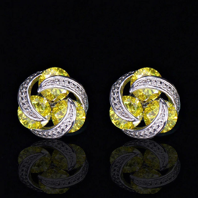 Fashion Colorful Zircon Contrast Color Copper Earrings Wholesale display picture 2