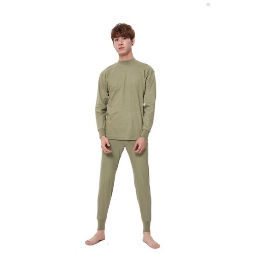 Men's Underwear Old-fashioned Pure Cotton Autumn Set Military Green Mine Coal Mine Underground Protective Autumn Shirt and Pants