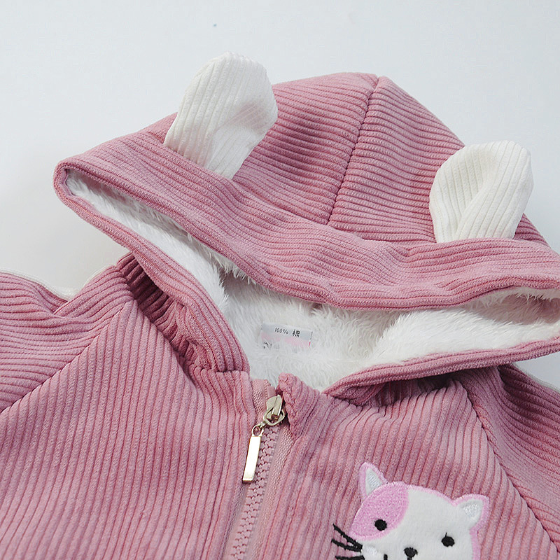 Kinderkleidung 2020 Winter Mädchen Plüsch Baumwolle zweiteiliges Cartoon-Cord-Set, Baseballjacke für_voghion.com