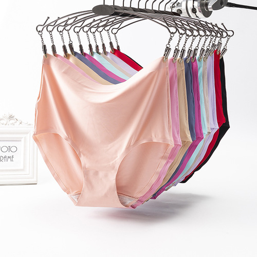 Yikelirou Seamless Underwear Women's Pure Cotton Crotch High Waist Underwear Women's Ice Silk One-piece Briefs Seamless Body Shaping