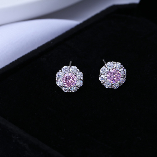 S925 Silver Needle Same Style Rotating Earrings Women's Zircon Geometric Earrings Small Fresh Simple Jewelry Wholesale