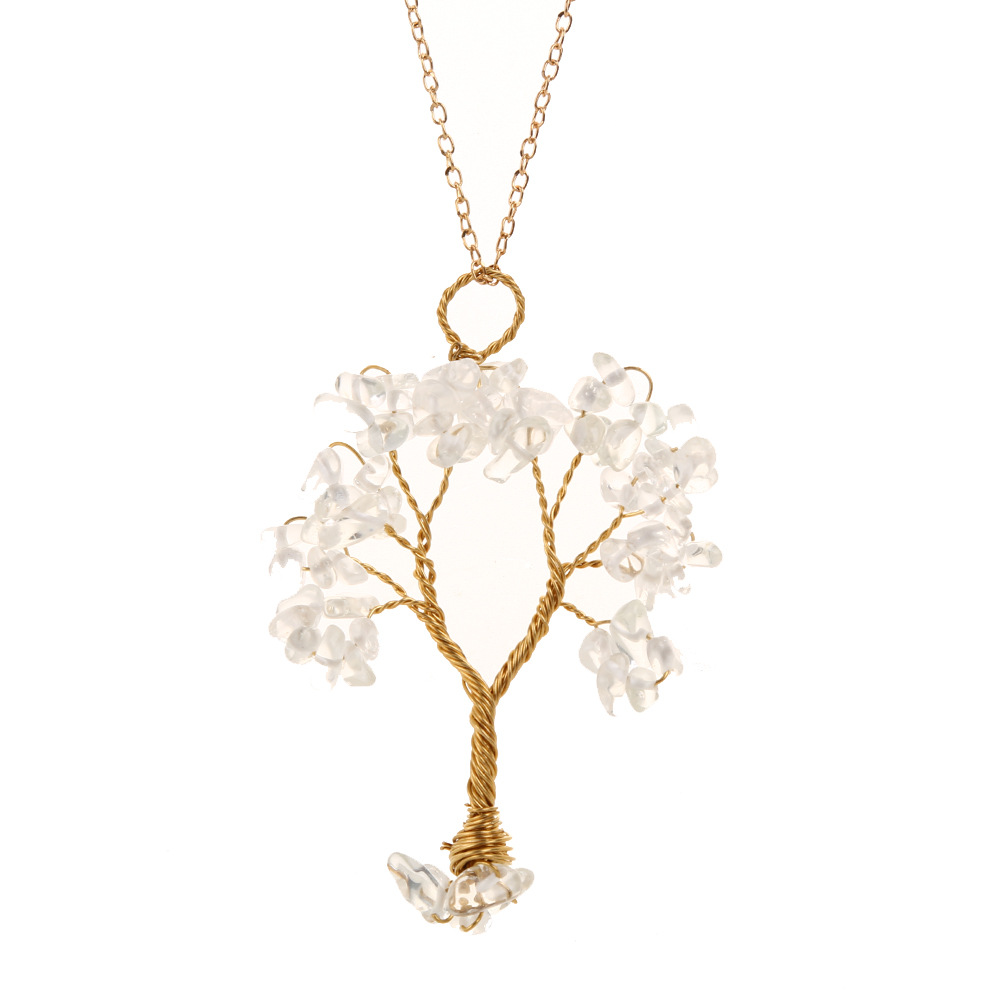Fashion Tree Alloy Plating Natural Stone Pendant Necklace 1 Piece