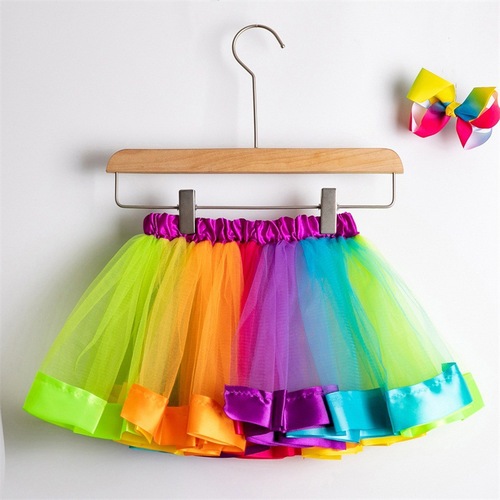 Children Ballet tutu Skirt mesh rainbow skirt girlscolorful performance Skirt Ballet pompous skirt Tutu