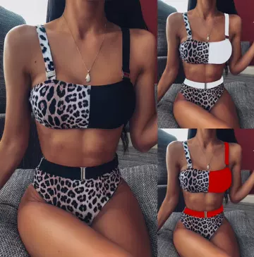 Leopard Color Matching Bikini Swimsuit Woman - ShopShipShake