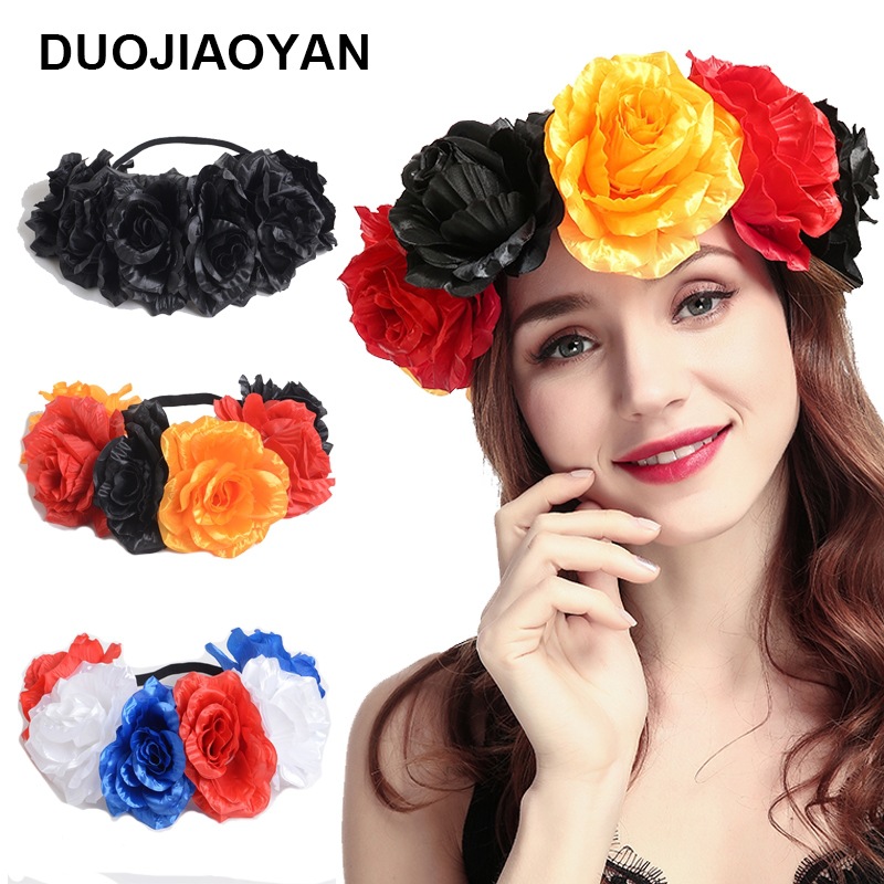 160g Weight Headwear Classification Wedding, Travel Occasion Plaid, Flower Pattern Women'S Gender Fashion Style White, Pink, Red Color New Velvet Simulation Rose Flower Wreath Headband Wholesale Nihaojewelry 20