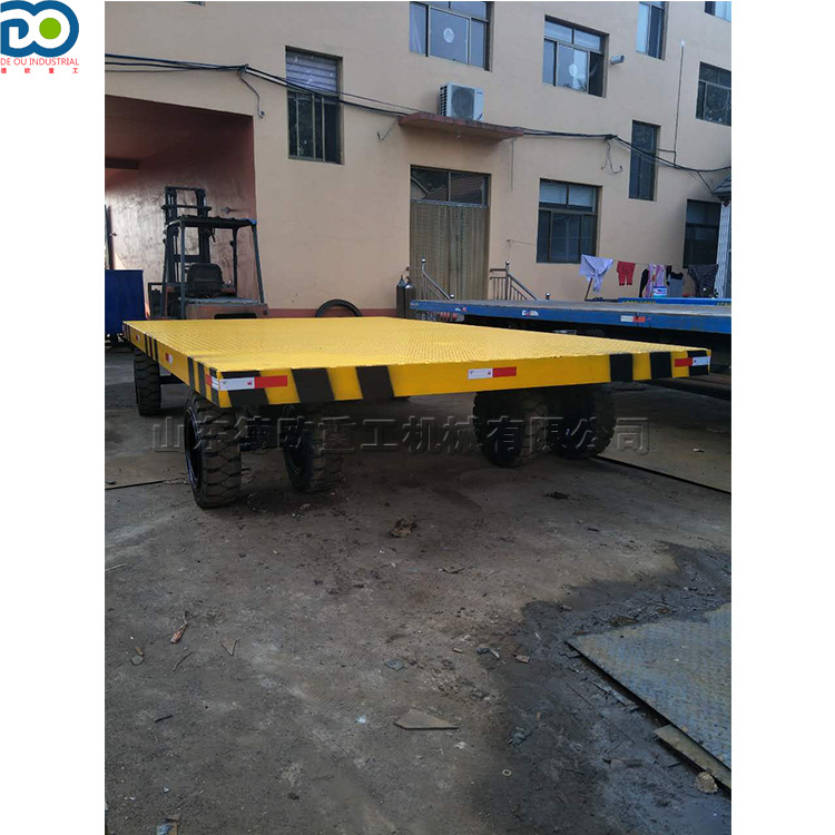 厂区小型货车牵引电动平板挂车 工业货物运输物料平板推车