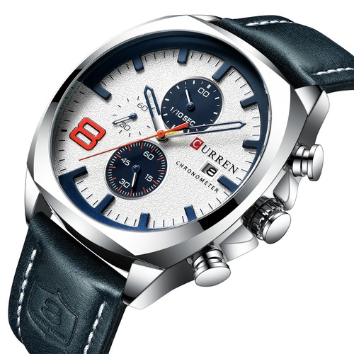Curren/Carren's new 8324 men's watch, belt waterproof watch, six-pin watch, calendar men's watch
