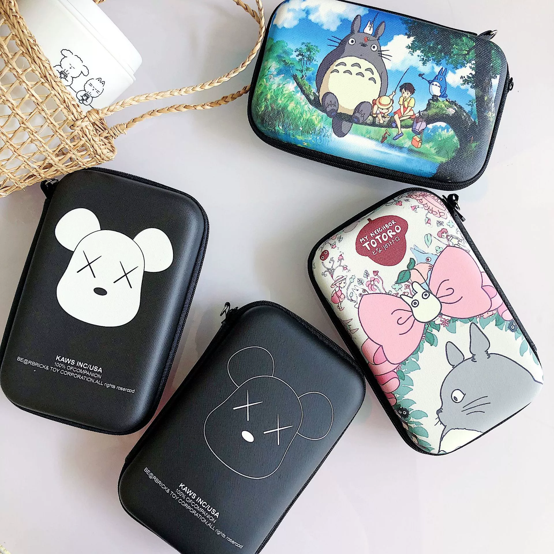 Cartoon rectangular power supply, headphones, charger, storage box, storage system, wallet