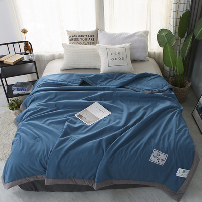 新款厂家直销 水洗棉夏凉被良品风全棉纯色夏被微商代理一件代发|ms