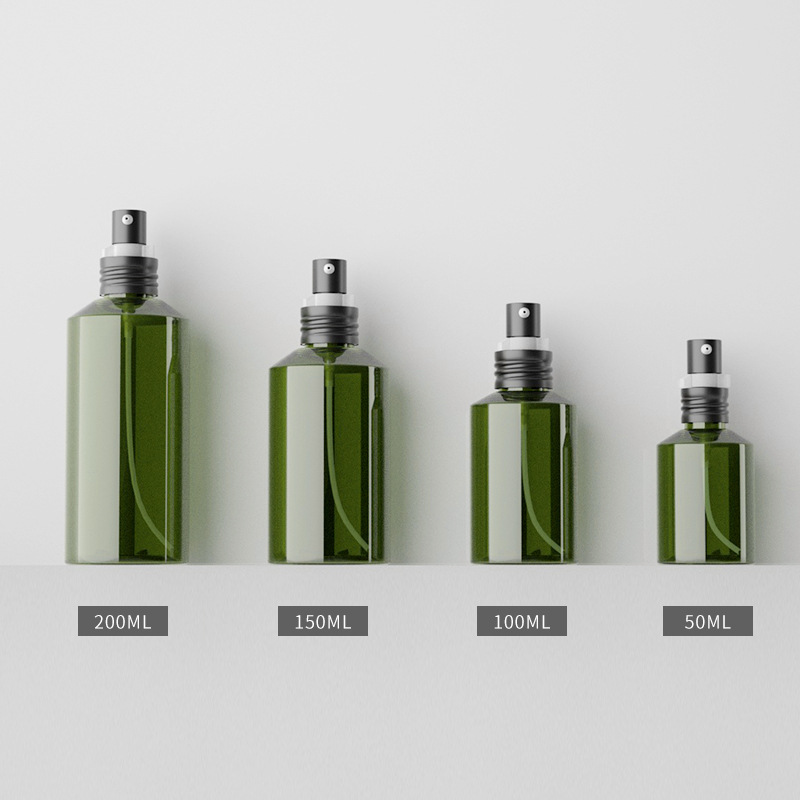 50ml-200mlPET hombro verde oscuro botella de loción Champú gel de ducha sub-botella de alúmina cabeza de loción