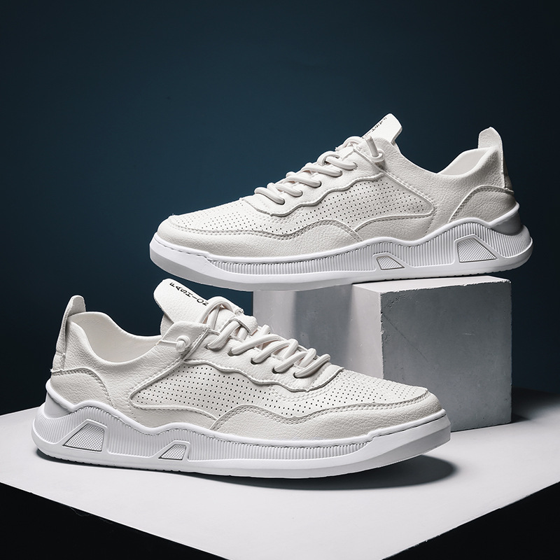 skate shoes summer Men's Shoes 2019 new pattern Microfiber skin ventilation leisure time skate shoes Low White shoes summer Single shoes