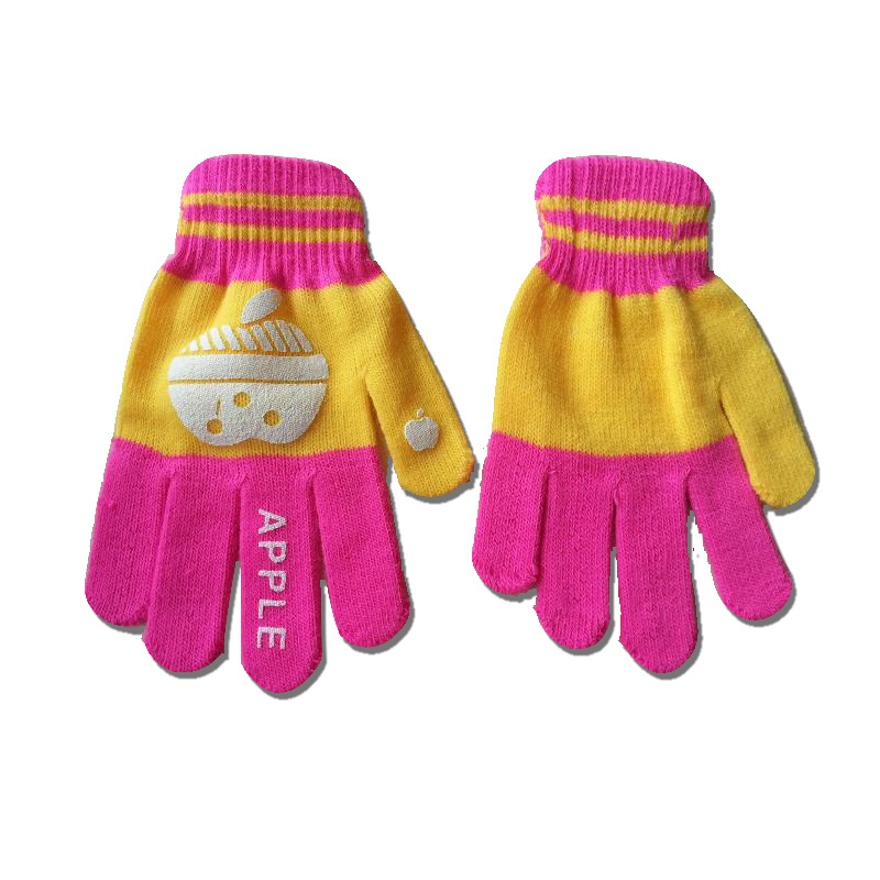 Guantes de ropa de fábrica de punto de invierno al por mayor de acrílico Adulto Femenino de dos colores de punto de impresión offset guantes mágicos se pueden personalizar