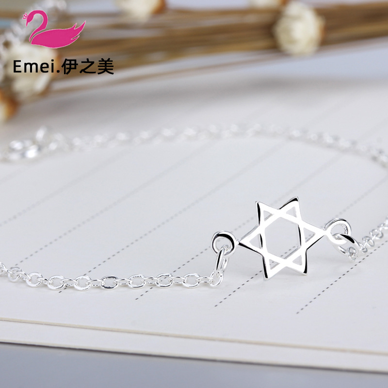 Korean fashion star six-pointed star wishing star lucky bracelet…