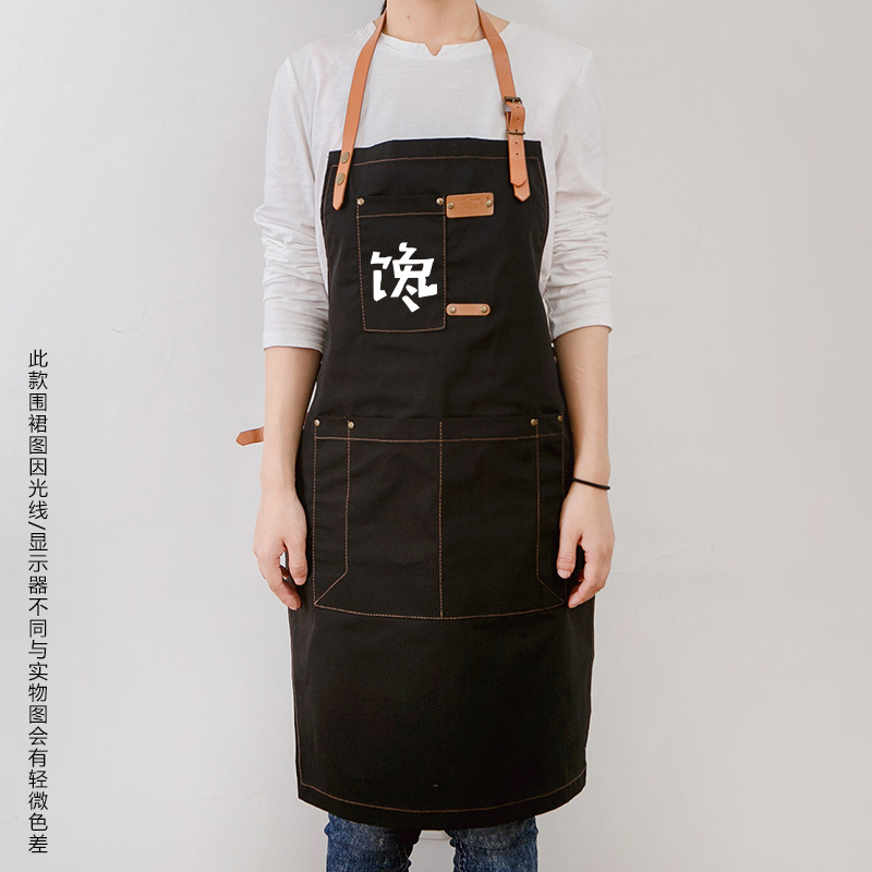 Simple estilo japonés pareja café restaurante chef delantal arte estudiante pintura antiincrustante TRABAJO ROPA logotipo impreso personalizado