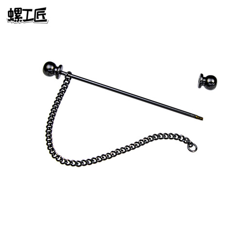 Wow! Round ball with trailing spiral collar pin metal chain tassel men's brooch Korean-style shirt corner buckle pin