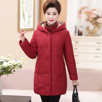 winter Mom outfit Mid length version Down Cotton Middle and old age Winter fashion cotton-padded clothes coat keep warm thickening cotton-padded jacket